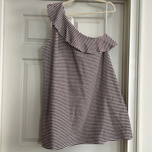 NWT - loft one shoulder above the knee red and white dress - size XL - womens